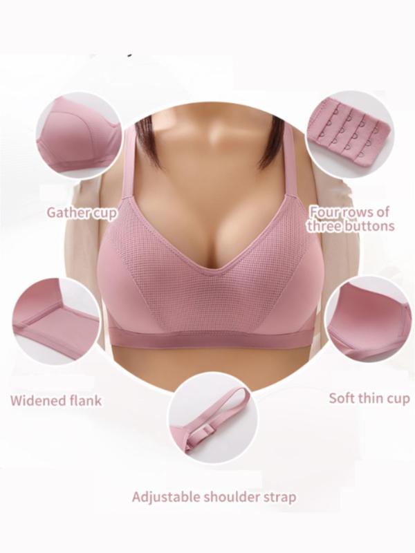 Women's Solid Wireless Backless Bra, Comfortable Breathable Adjustable Straps Seamless Bra, Women's Lingerie for All Seasons