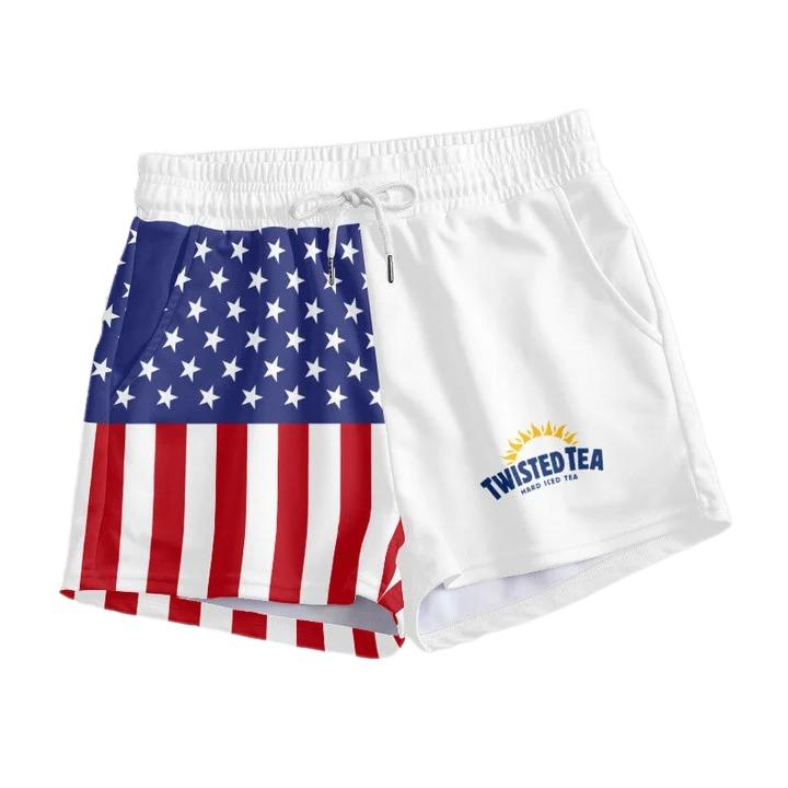 Twisted Tea USA Flag Fourth Of July Women's Casual Shorts