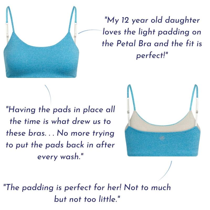 Bleum Petal Padded Bra - Teen Ultra-Soft Everyday Reversible Adjustable Padded Bra with Stay-in Place Sewn-in Pads