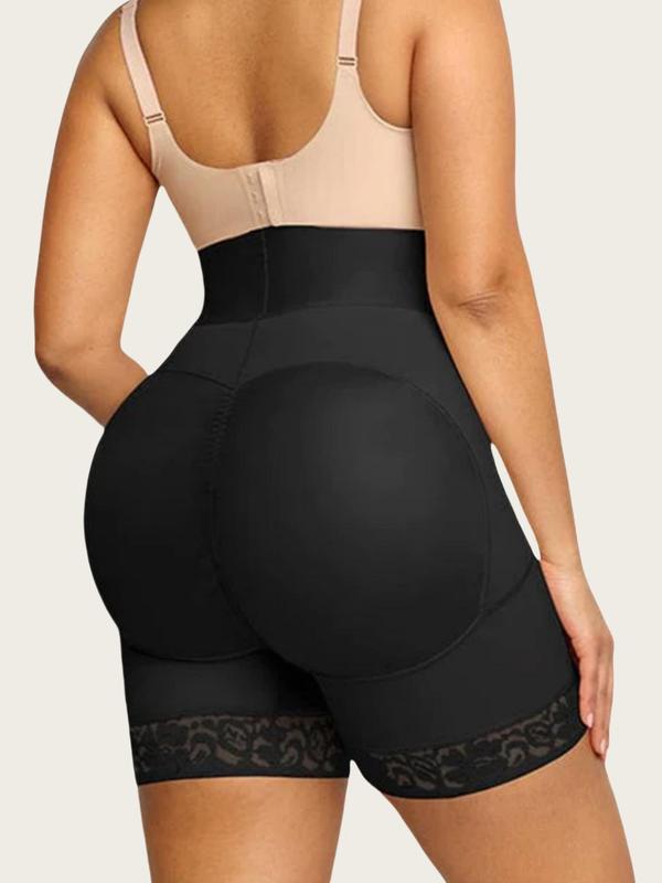 Women's Contrast Lace High Waist Shapewear Bottom, Hook & Eye Closure Tummy Control Butt Lifter Shapewear Bottoms, High Elasticity Comfortable Shapewear for Daily Wear