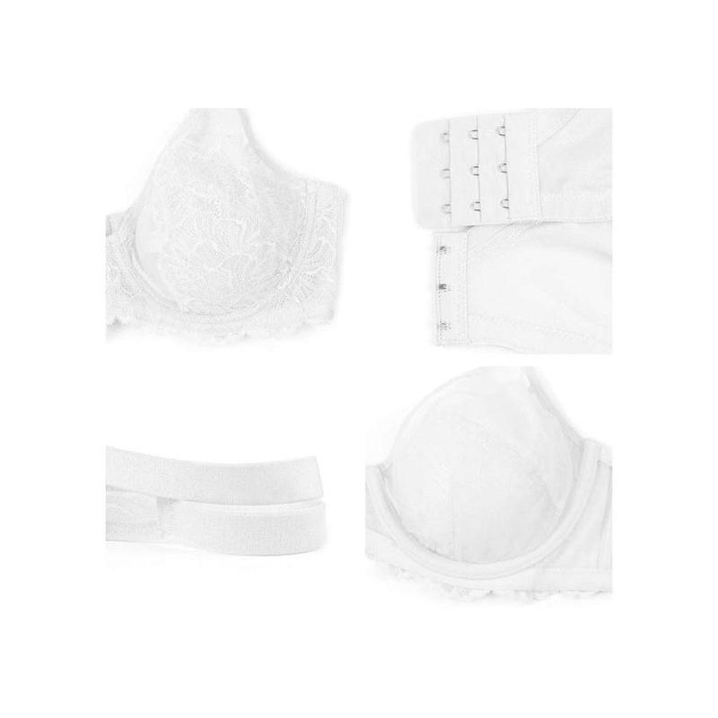 HSIA Blossom Floral Soft Lace Unlined Plus Size Minimizer Mesh Non-padded Full Coverage Underwire Bra Spandex