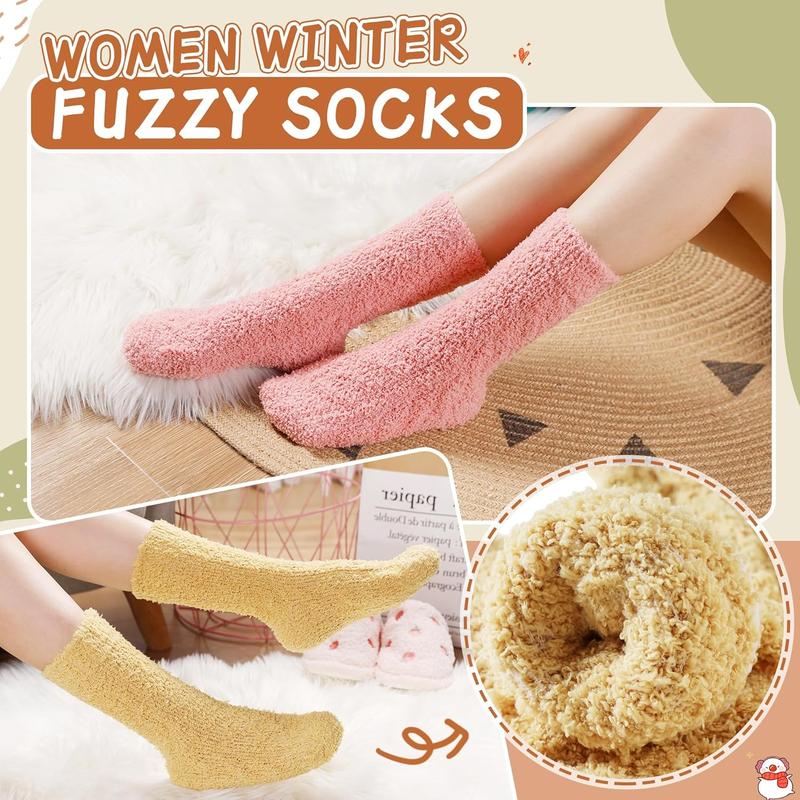 Womens Fuzzy Socks Soft Cozy Fluffy Slipper Socks Winter Warm Plush Sleeping Christmas Socks 5 Pairs