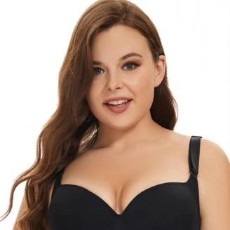 Plus Size Women's Adjustable Strap Underwire Bra, Casual Buckle Back Push Up Lingerie Top, Soft Comfy Breathable Plus Underwear for Daily Wear Comfort Comfortable