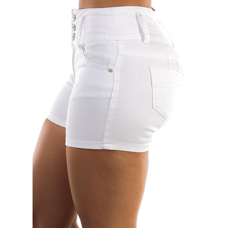 White Butt Lift High Waisted Denim Shorts