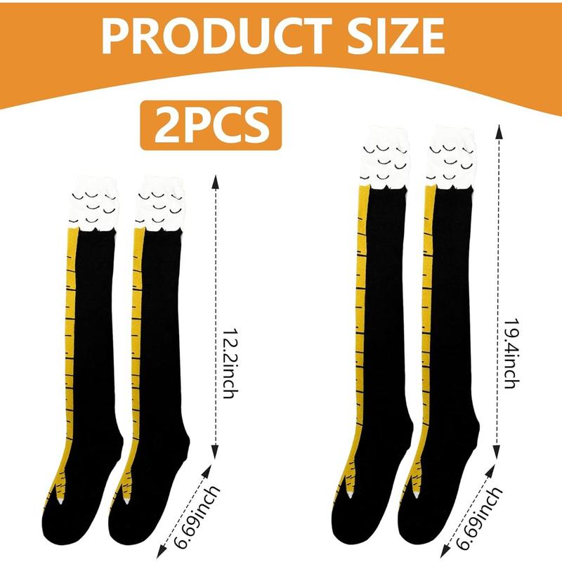 2 Pair Chicken Leg Socks, 3D Novelty Funny Knee-High & Mid-Calf Chicken Costume Feet Socks, Animal Paw Socks for Women Men Thanksgiving Xmas Birthday Party Stocking Stuffer Gifts