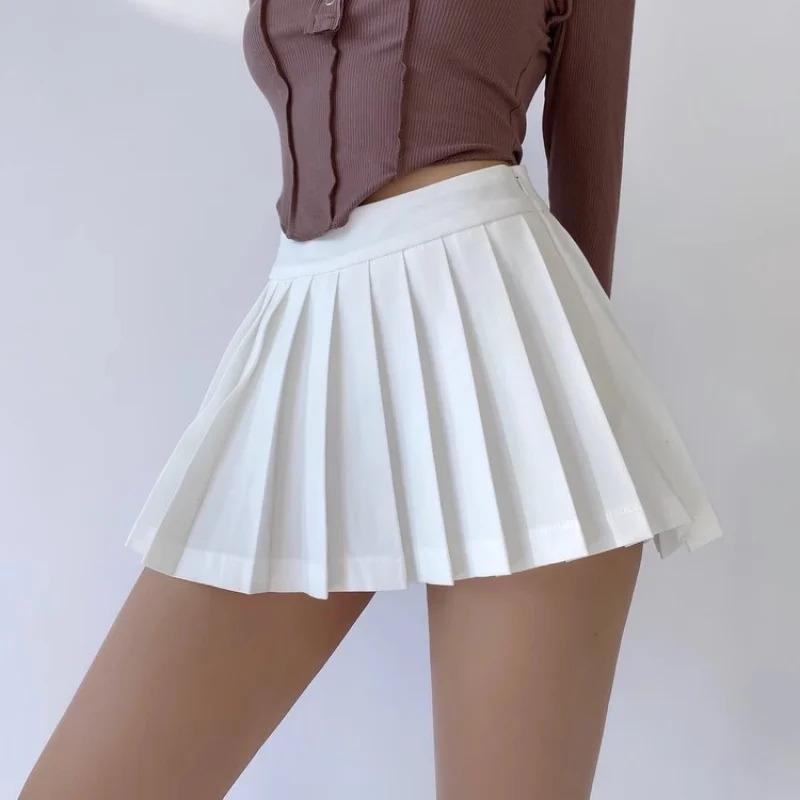 Pleated Mini Skirt Women Summer High Waist Slim A Line Skirt Shorts Female Korean All-match Casual Fashion Grey Black