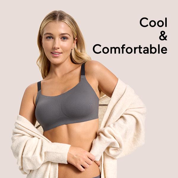 COMFELIE Seamless Bra for Women,Wireless Bra with Support Everyday Breathable Colored Strap Bra EB060