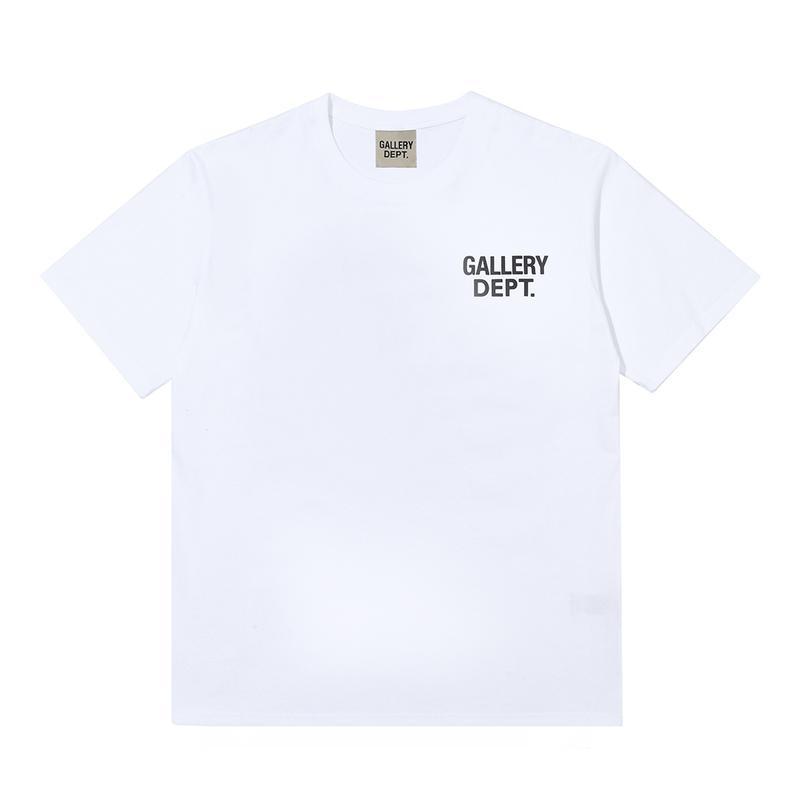 Gallery Dept T-Shirts, Trendy Casual Couple Style, Classic Letter T-Shirt, Cotton Sleeve Fashion Graphic, Comfortable Womenswear for Day Wear Clothing