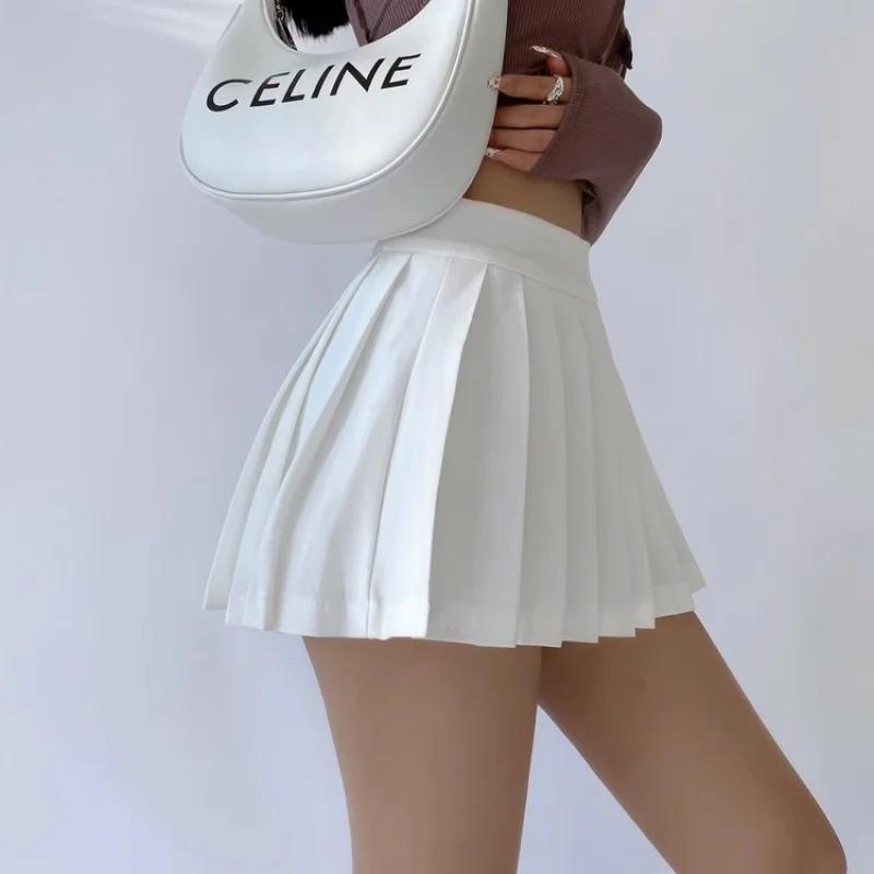 Pleated Mini Skirt Women Summer High Waist Slim A Line Skirt Shorts Female Korean All-match Casual Fashion Grey Black