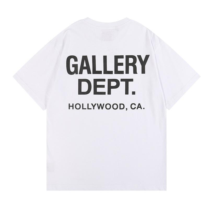 Gallery Dept T-Shirts, Trendy Casual Couple Style, Classic Letter T-Shirt, Cotton Sleeve Fashion Graphic, Comfortable Womenswear for Day Wear Clothing