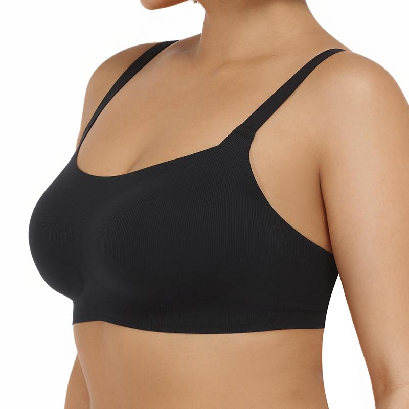 COMFELIE Seamless Bra for Women,Wireless Bra with Support Everyday Breathable Colored Strap Bra EB060