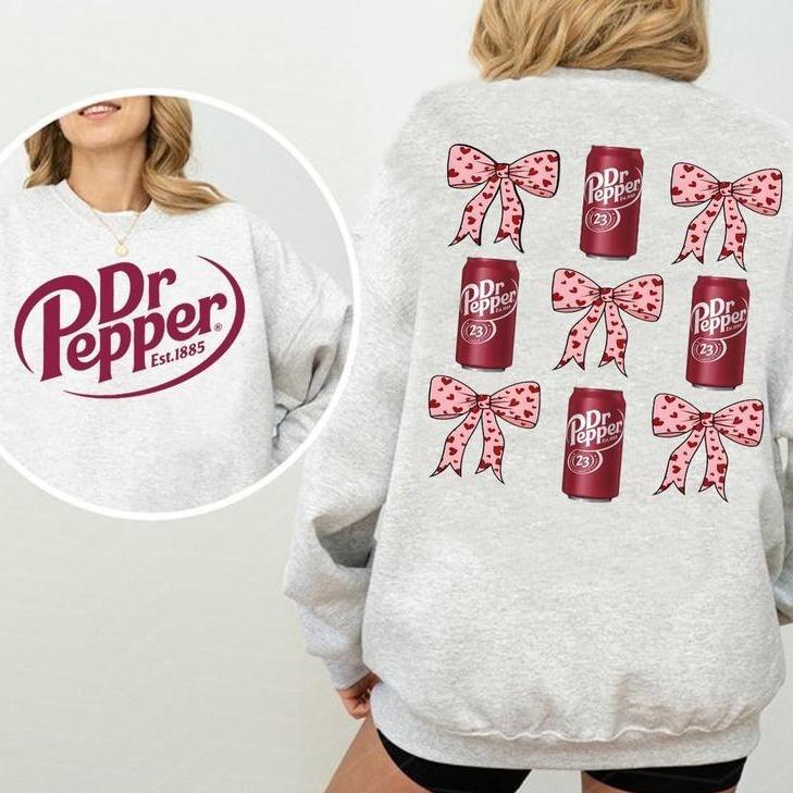 Dr Pepper Coquette Bow Pink Sweatshirt T-Shirt Hoodie, Retro Soda Dr Pepper Gifts for Her,  All Sizes Colors for Men and Women, Gift for Women, Gift for Man, Full Size, Full Collor