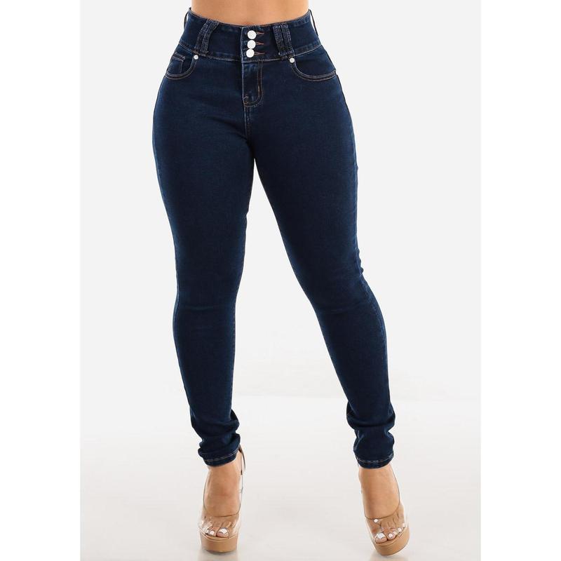 Butt Lift High Waisted Skinny Jeans Dark Blue