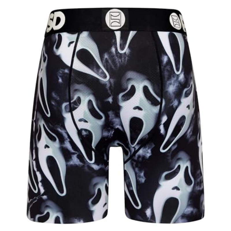 Fashion PSD Women's Ghost Face Boxer Briefs Low Rise Quick Dry High Stretch Shorts Sexy  Breathable Cartoon Boxer Shorts