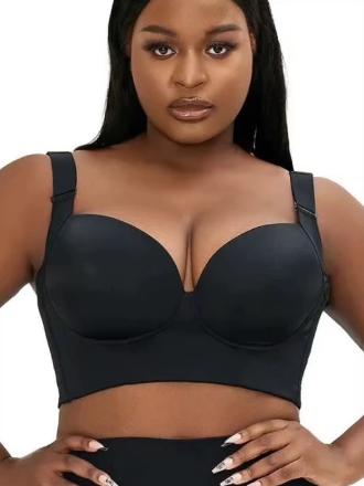 Plus Size Women's Adjustable Strap Underwire Bra, Casual Buckle Back Push Up Lingerie Top, Soft Comfy Breathable Plus Underwear for Daily Wear Comfort Comfortable