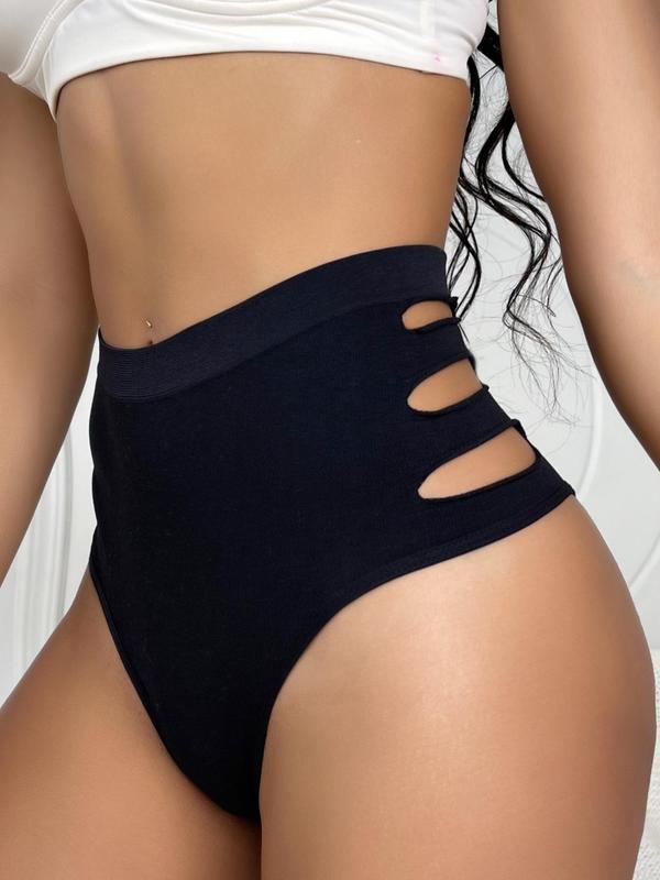 Women's Cut Out High Waist Knicker, Fashion Breathable Panty, Casual Comfy Underwear for Daily Wear