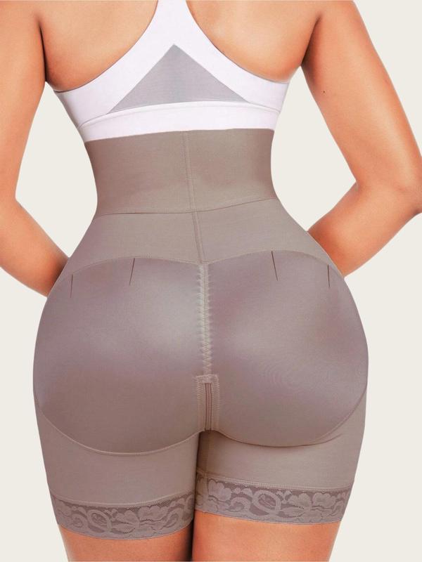 Women's Contrast Lace High Waist Shapewear Bottom, Hook & Eye Closure Tummy Control Butt Lifter Shapewear Bottoms, High Elasticity Comfortable Shapewear for Daily Wear