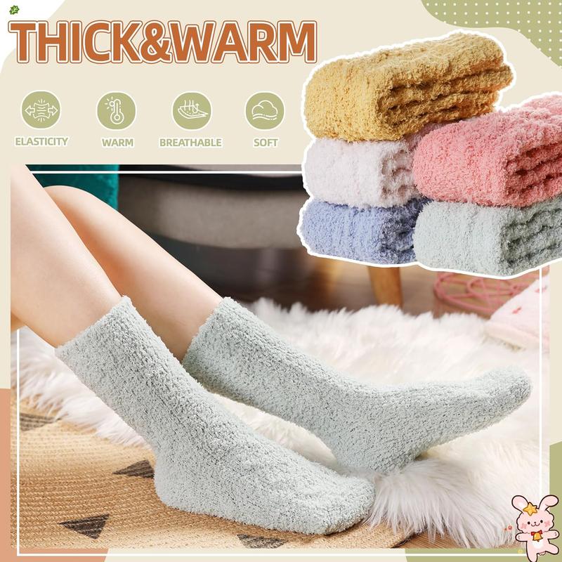 Womens Fuzzy Socks Soft Cozy Fluffy Slipper Socks Winter Warm Plush Sleeping Christmas Socks 5 Pairs