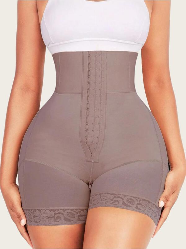 Women's Contrast Lace High Waist Shapewear Bottom, Hook & Eye Closure Tummy Control Butt Lifter Shapewear Bottoms, High Elasticity Comfortable Shapewear for Daily Wear