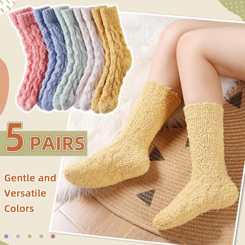 Womens Fuzzy Socks Soft Cozy Fluffy Slipper Socks Winter Warm Plush Sleeping Christmas Socks 5 Pairs