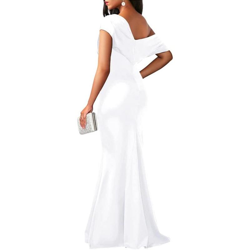 Women's Elegant Sleeveless Off Shoulder Bodycon Long Formal Party Evening Dress