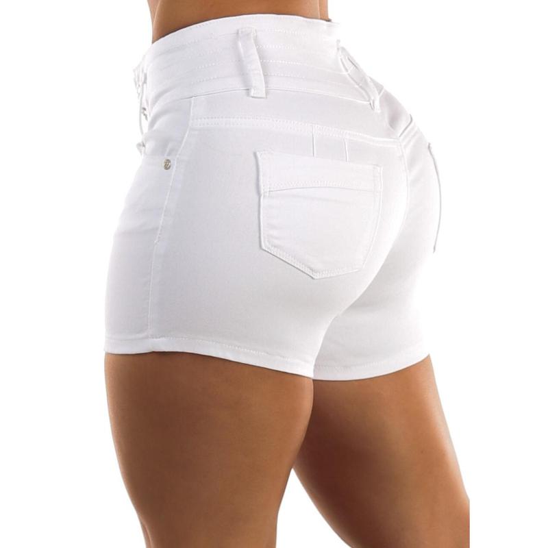 White Butt Lift High Waisted Denim Shorts