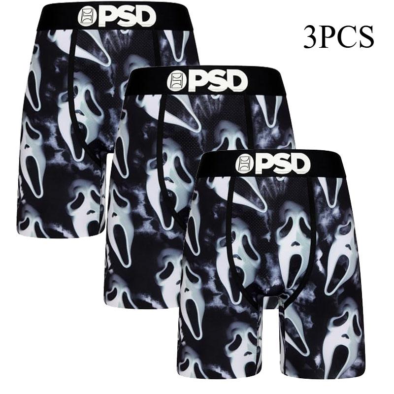 Fashion PSD Women's Ghost Face Boxer Briefs Low Rise Quick Dry High Stretch Shorts Sexy  Breathable Cartoon Boxer Shorts