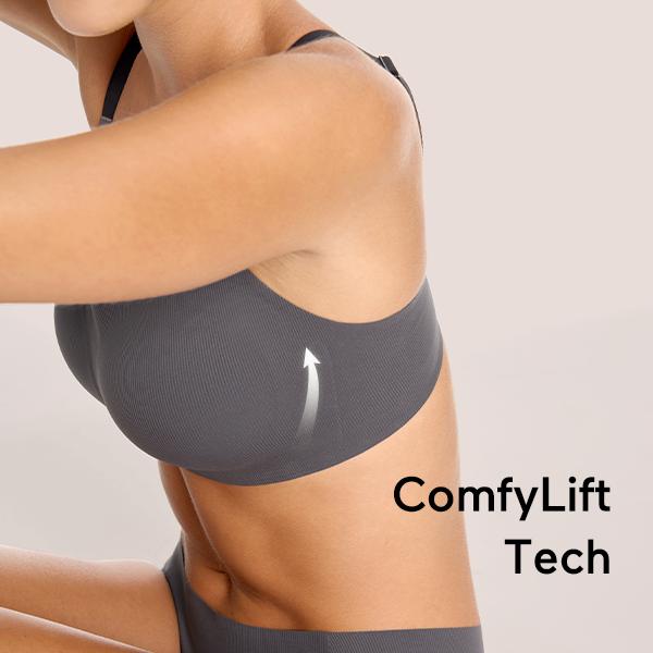 COMFELIE Seamless Bra for Women,Wireless Bra with Support Everyday Breathable Colored Strap Bra EB060