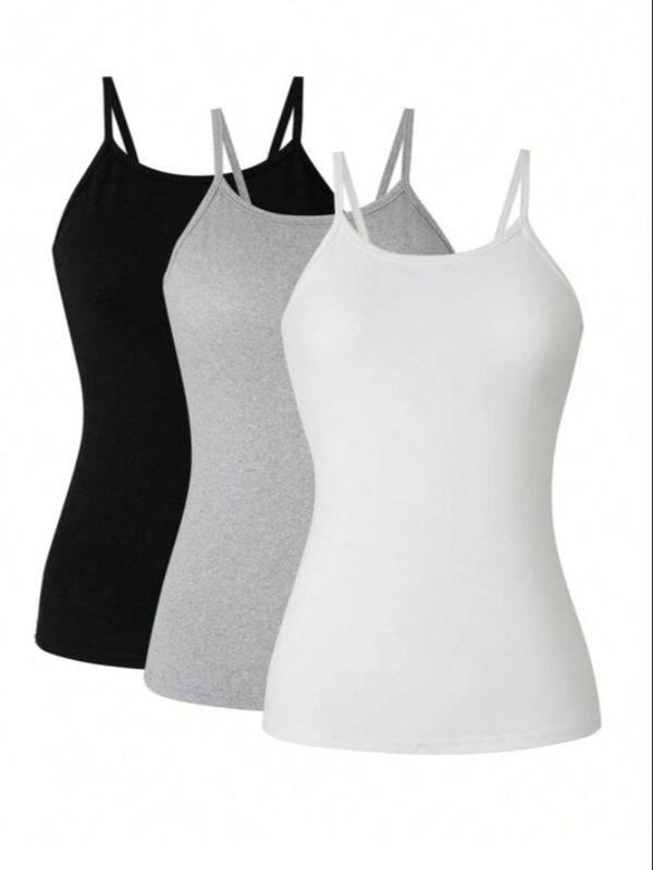 Women's Solid Cami Top, Summer Clothes Women, Summer Camisole Tops, Tank Tops for Women, Casual Sleeveless Spaghetti Strap Top for Summer, Tank Tops for Women, Women's Clothing for Daily Wear