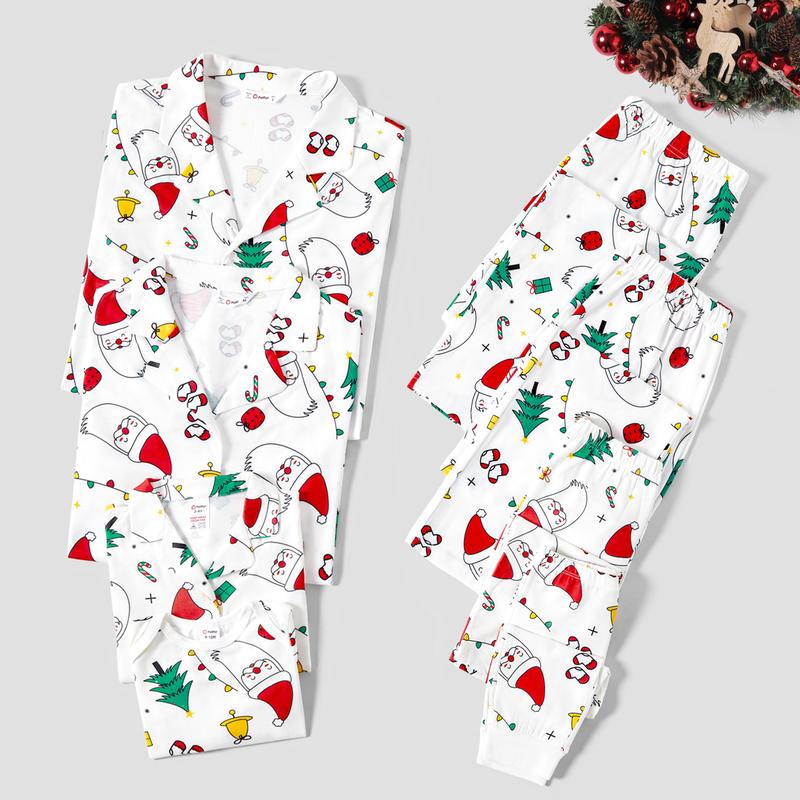 PatPat Christmas Family Matching Colorful Festival Theme Print Long Sleeve Pajamas Sets