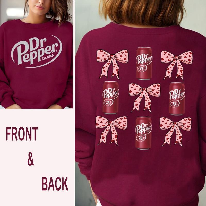 Dr Pepper Coquette Bow Pink Sweatshirt T-Shirt Hoodie, Retro Soda Dr Pepper Gifts for Her,  All Sizes Colors for Men and Women, Gift for Women, Gift for Man, Full Size, Full Collor