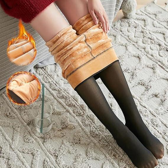 THE ORIGINAL!  •MAGIC FLEECE LINED LEGGINGS • CLOSED FOOT (LOOKS LIKE PANTYHOSE) Winter Comfort Fleece Tights Available in Plus Size and Brown Fur