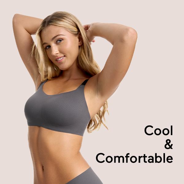 COMFELIE Seamless Bra for Women,Wireless Bra with Support Everyday Breathable Colored Strap Bra EB060