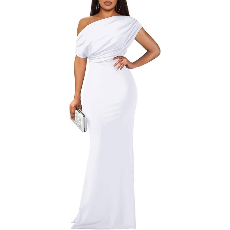 Women's Elegant Sleeveless Off Shoulder Bodycon Long Formal Party Evening Dress