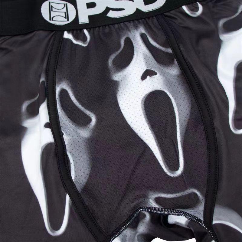 Fashion PSD Women's Ghost Face Boxer Briefs Low Rise Quick Dry High Stretch Shorts Sexy  Breathable Cartoon Boxer Shorts