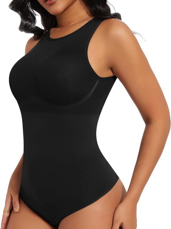 Women's Round Neck Seamless Jumpsuit, Casual Tummy Control Crew Neck One-piece Bodysuit, Shapewear Underwear, Summer Wear 2024, Plz Purchase A Size Up