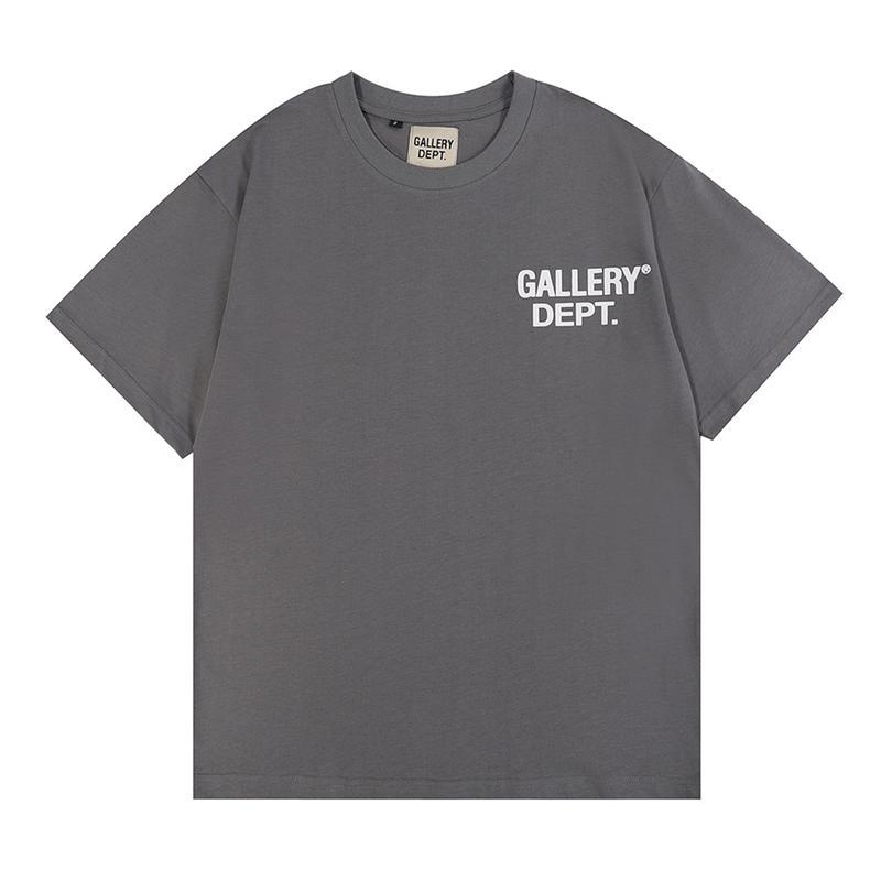 Gallery Dept T-Shirts, Trendy Casual Couple Style, Classic Letter T-Shirt, Cotton Sleeve Fashion Graphic, Comfortable Womenswear for Day Wear Clothing