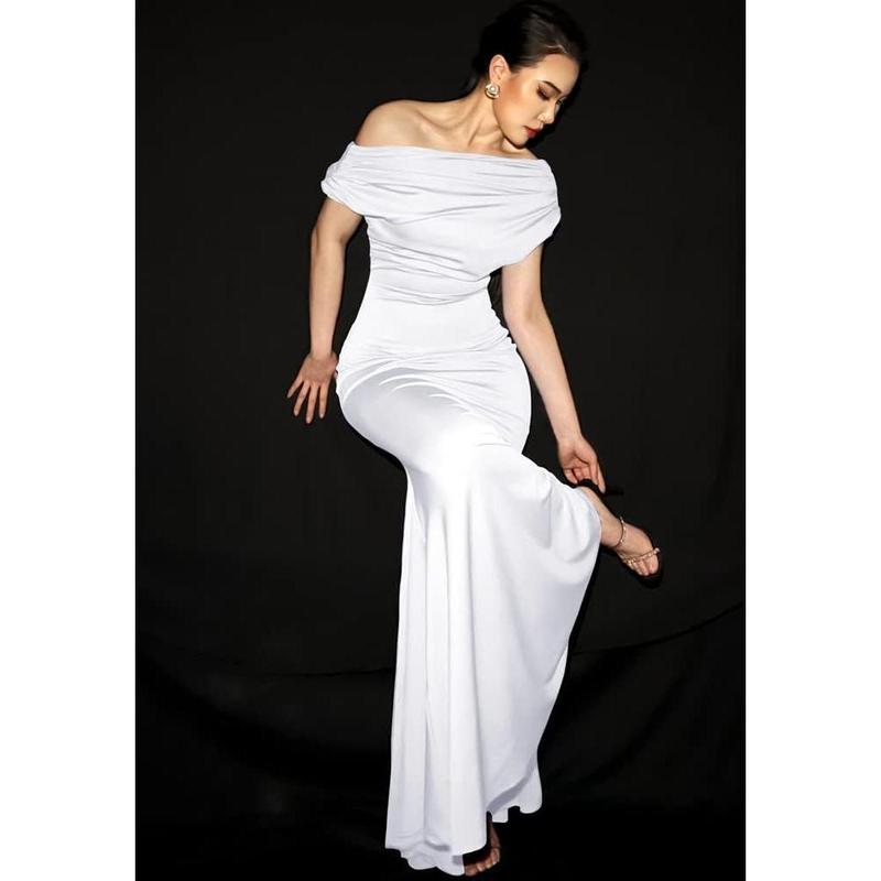 Women's Elegant Sleeveless Off Shoulder Bodycon Long Formal Party Evening Dress