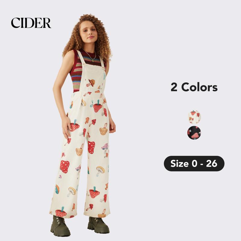 Cider [2 colors, size 2-26] Corduroy Mushroom Zipper Jumpsuit & Trousers