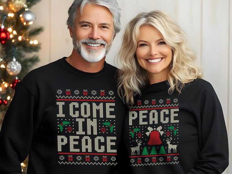 Couples Matching Ugly Christmas Sweater, I Come in Peace Sweater, Ugly Xmas Holiday Sweater, Gifts for Her, For Men, For Women,