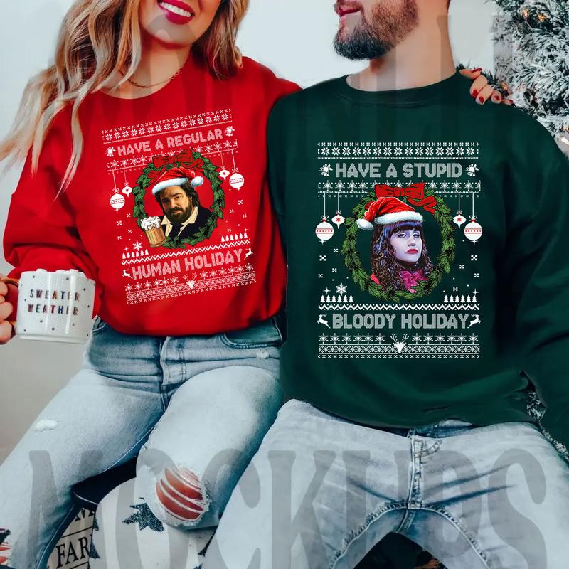 Nadja & Jackie Daytona Matching Christmas Shirt, What we do in  the Shadows Shirt, Couple Matching Sweater,Xmas Party Couple Tee,Funny Christmas Tee