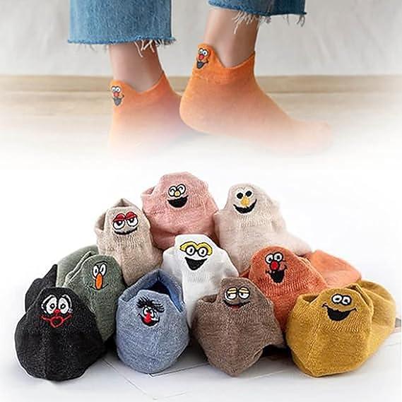 10 Pairs Womon Cute  Lovely Socks Cotton Kawaii Embroidered Funny Low Cut Socks  Ankle Socks