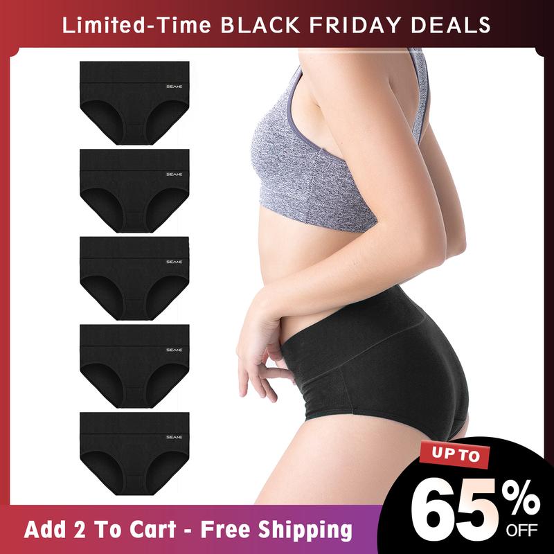 5 Pack Seamless Cotton Hipster Panties for Women, Sexy Daily Underwear Mid Rise, Fall & Winter Outfit, Comfortable & Breathable