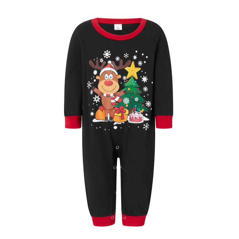 Family Matching Christmas Pajamas,Romper Deer Christmas Tree Print Long Sleeve Tops and Plaid Pants Sleepwear Set Womenswear Comfort Suits family christmas pajamas