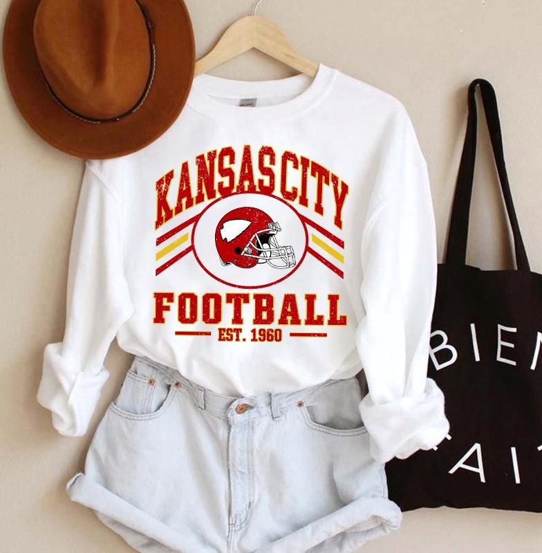 Kansas City Football Shirt, Retro Kansas City 1960 Football Sweatshirt, Chief T-Shirt, Football Game Day Sweatshirt, Kansas Team Unisex Shirt Gift Football Fan Cotton Womenswear