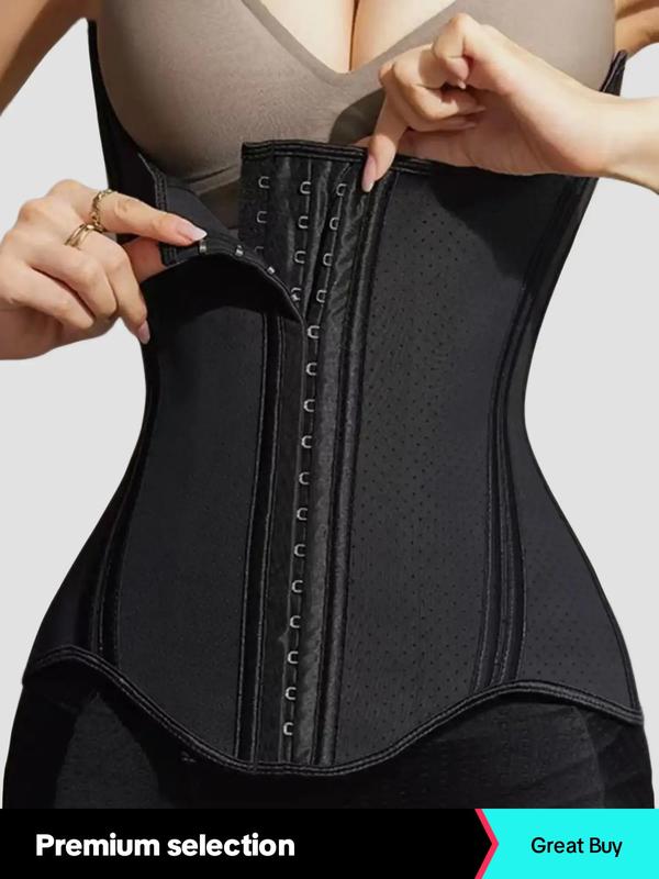 Women's Solid Color Sport Waist Trainer, Tummy Control Shaper Waist Trainer for Women, Sports & Outdoor Clothes Accessories for Daily Wear, Tummy Tuck Clothes, Sports Shapewear, Comfort Cozy Tummy Control Hook Closure Fajas Colombianas Shaper, Girdle