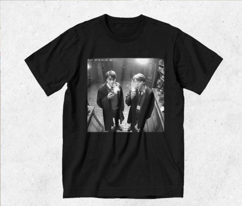 Harry and Ron Smoking Shirt Potter Tshirt Wizarding Fan Shirt Potterhead Christmas Birthday Gift Potter Book Funny 90s Vintage Meme Shirt