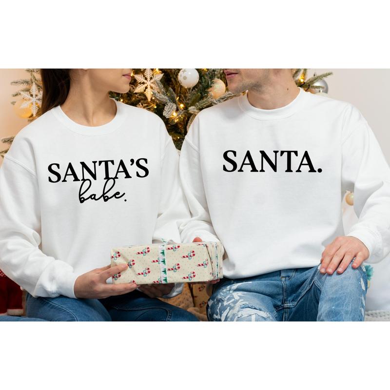 Christmas Couple Santa & Santa's Babe Sweatshirt, Santa Matching Christmas, Xmas Couple, Ugly Christmas, Funny Holiday, Mr Mrs, His Hers Tee