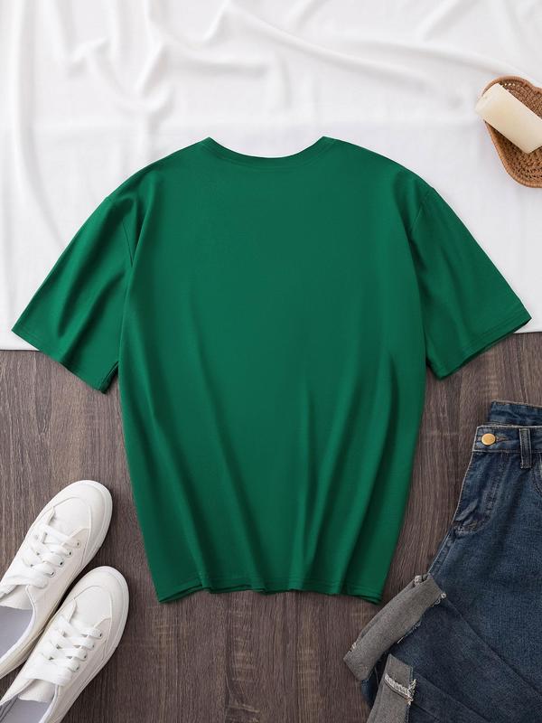 Women's Letter Print Round Neck Graphic Tee, Vintage Trendy Casual Short Sleeve T-shirt for Daily Wear, Ladies All Seasons Outfit