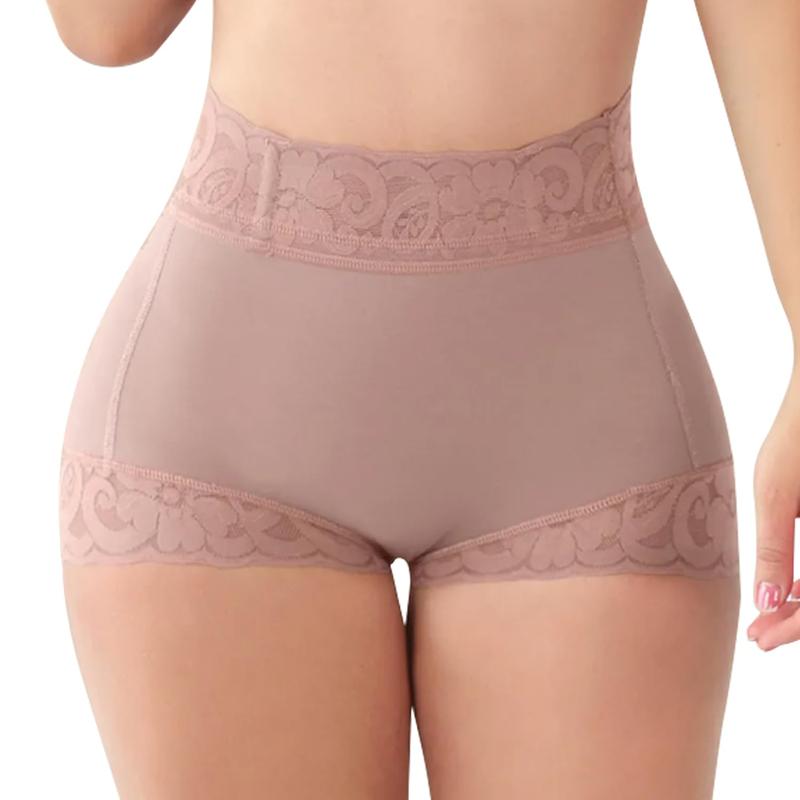 [2 Pack] Women's Plain Contrast Lace High Waist Compression Shapewear Shorts Fall Wear Waist Trainer Women